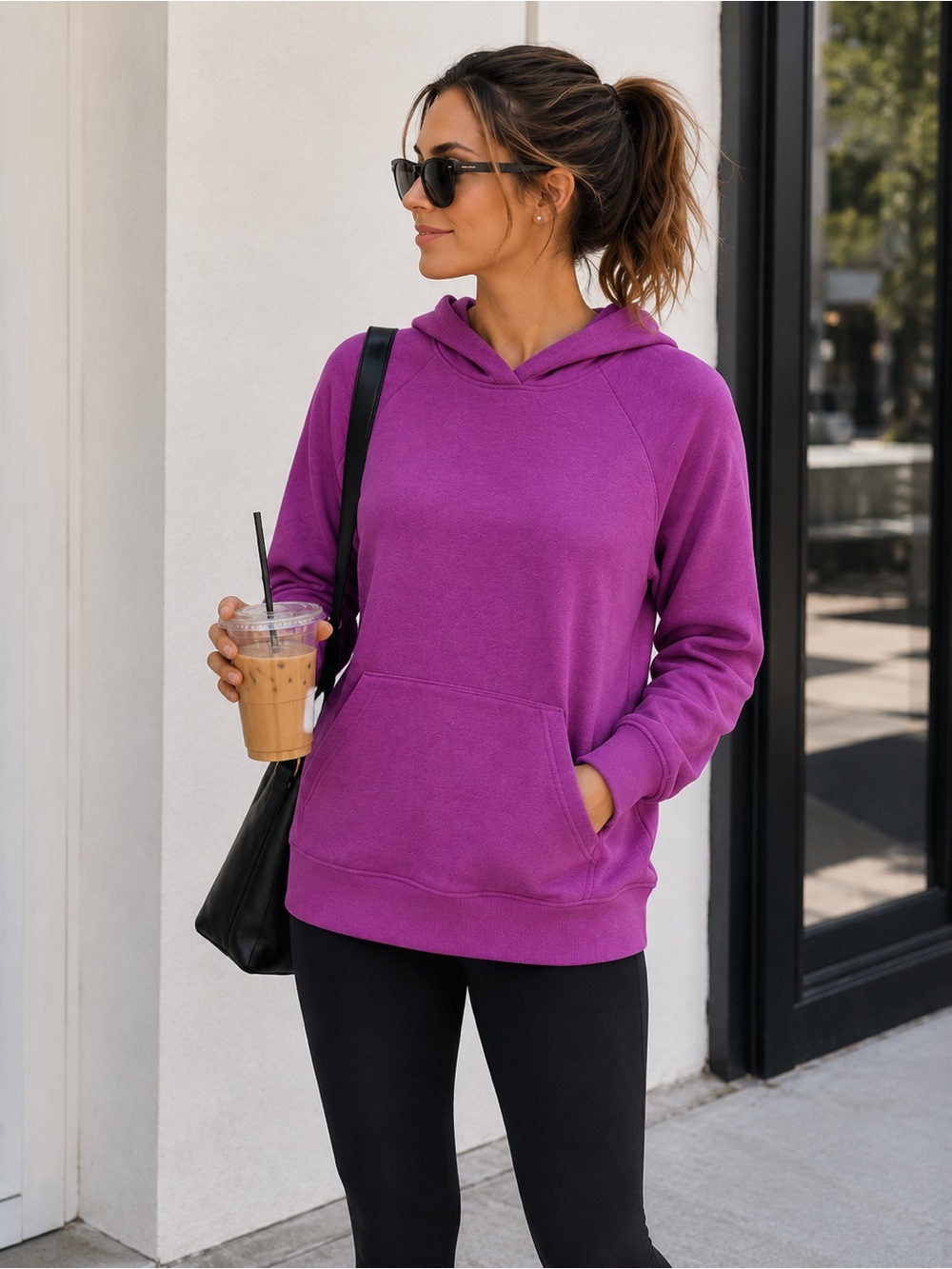 Adidas Purple Oversized Pullover Hoodie Sweatshirt Medium